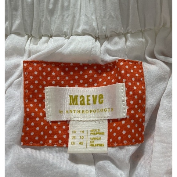 Anthropologie Maeve Embroidered‎ Scallop White Sea Shell Midi Sundress 10 Resort - Picture 12 of 16